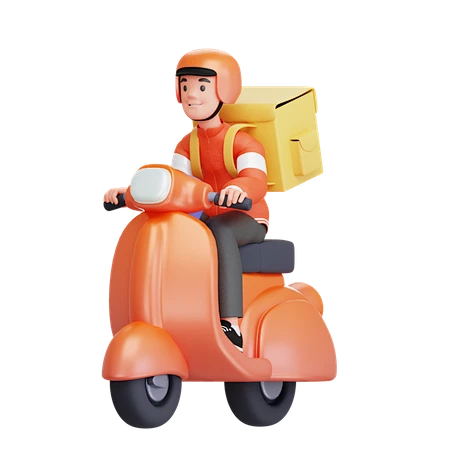 PNG素材：送货员骑踏板车